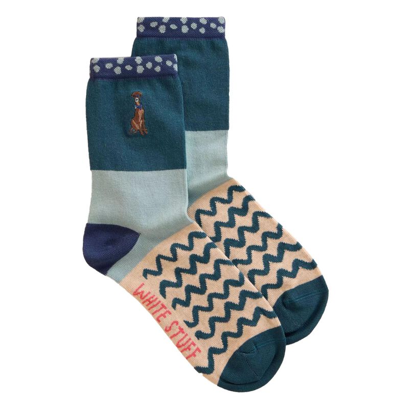 White Stuff Embroidered Dog Ankle Socks image number 0